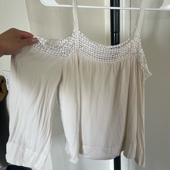 Rebecca Minkoff Chic White Lace Blouse Off the Shoulder SILK - Picture 3 of 7